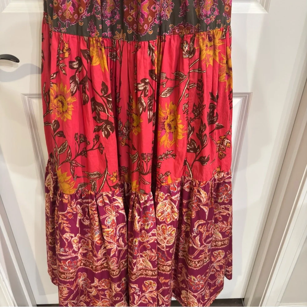 Free People Bluebell Tiered Maxi Dress in Pink Multi